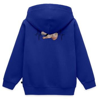 T-Rex Heartbeat cadeau primitif - Sweat Premium à capuche zippé enfant bio - bleu roi - Dos - AI Model Kid Male (0cm)