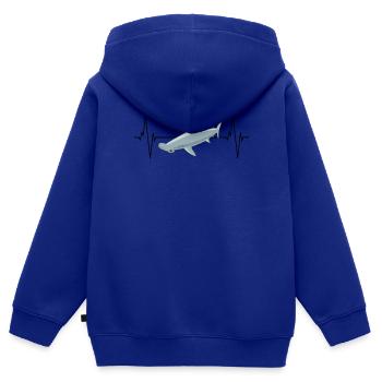 Hammerhai Herzschlag Liebe Ozean - Kinder Premium Organic Zip Hoodie - Royalblau - Hinten - AI Model Kid Male (0cm)