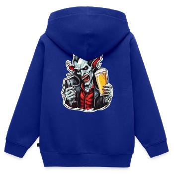 Vampire / Dracula / Suceur de sang / Halloween / Mythe - Sweat Premium à capuche zippé enfant bio - bleu roi - Dos - AI Model Kid Male (0cm)