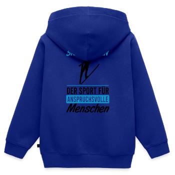 Un bond en avant pour les connaisseurs - Sweat Premium à capuche zippé enfant bio - bleu roi - Dos - AI Model Kid Male (0cm)