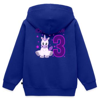 Einhorn Traumwelt 3 Jahre Wunder - Kinder Premium Organic Zip Hoodie - Royalblau - Hinten - AI Model Kid Male (0cm)