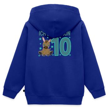 Zehnjähriges Eselkind: Feiermeister - Kinder Premium Organic Zip Hoodie - Royalblau - Hinten - AI Model Kid Male (0cm)