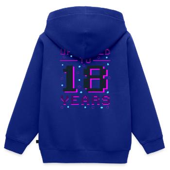 Joueur adulte : Rétro niveau 18 - Sweat Premium à capuche zippé enfant bio - bleu roi - Dos - AI Model Kid Male (0cm)