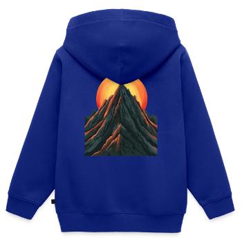 Sommet majestueux avec soleil levant - Sweat Premium à capuche zippé enfant bio - bleu roi - Dos - AI Model Kid Male (0cm)