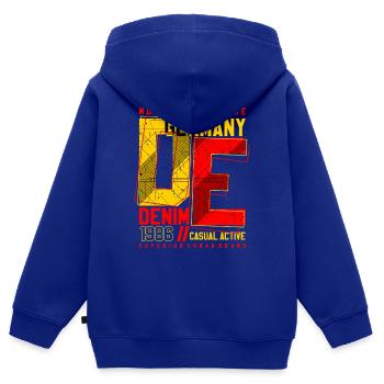 URBAN DE - Kinder Premium Organic Zip Hoodie - Royalblau - Hinten - AI Model Kid Male (0cm)