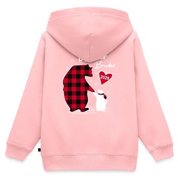 Großer Bruder Bär 2028 - Kinder Premium Organic Zip Hoodie - Rosa - Hinten - AI Model Kid Female (0cm)