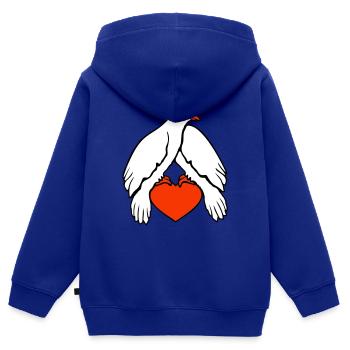 2 doves heart birds two couple sitting in love - Kids Premium Organic Zip-up Hoodie - royal blue - Back - AI Model Kid Male (0cm)