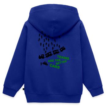 Trains are the better cars - Kinder Premium Organic Zip Hoodie - Royalblau - Hinten - AI Model Kid Male (0cm)