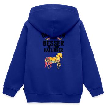 Haflinger Pferd - Kinder Premium Organic Zip Hoodie - Royalblau - Hinten - AI Model Kid Male (0cm)