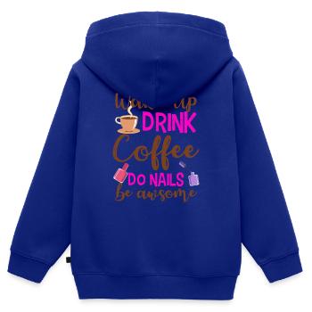 Créateur d'ongles - Sweat Premium à capuche zippé enfant bio - bleu roi - Dos - AI Model Kid Male (0cm)
