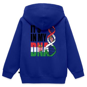 Ungarn - Kinder Premium Organic Zip Hoodie - Royalblau - Hinten - AI Model Kid Male (0cm)