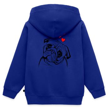Mops - Kinder Premium Organic Zip Hoodie - Royalblau - Hinten - AI Model Kid Male (0cm)