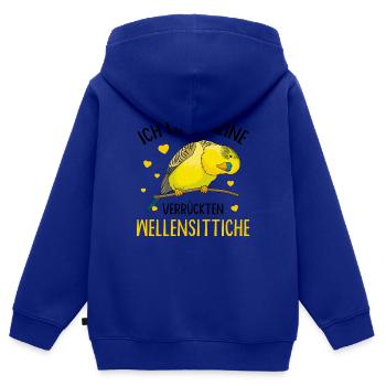 Wellensittich - Kinder Premium Organic Zip Hoodie - Royalblau - Hinten - AI Model Kid Male (0cm)