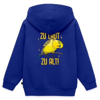 Wellensittich - Kinder Premium Organic Zip Hoodie - Royalblau - Hinten - AI Model Kid Male (0cm)