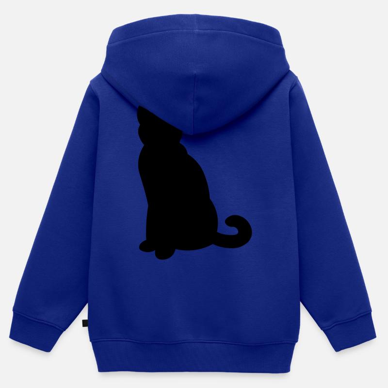 Chat noir simple - chat noir simple - Sweat Premium à capuche zippé enfant bio - bleu roi