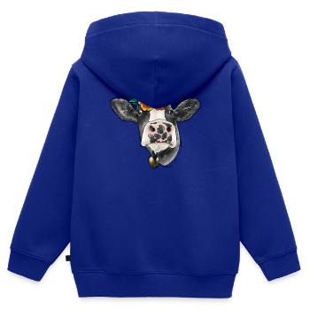 Aquarell Kuh - Kinder Premium Organic Zip Hoodie - Royalblau - Hinten - AI Model Kid Male (0cm)