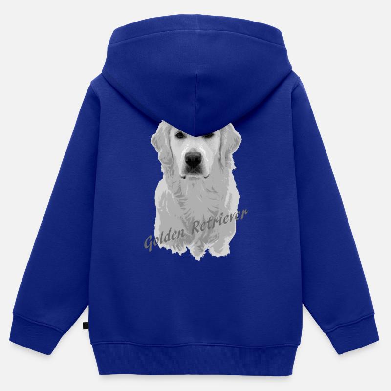 Golden retriever - Sweat Premium à capuche zippé enfant bio - bleu roi