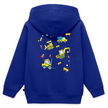 Baustellen Fahrzeuge - Kinder Premium Organic Zip Hoodie - Royalblau - Hinten - AI Model Kid Male (0cm)