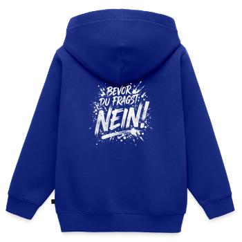 Bevor du fragst Nein lustige Büro Sprüche - Kinder Premium Organic Zip Hoodie - Royalblau - Hinten - AI Model Kid Male (0cm)