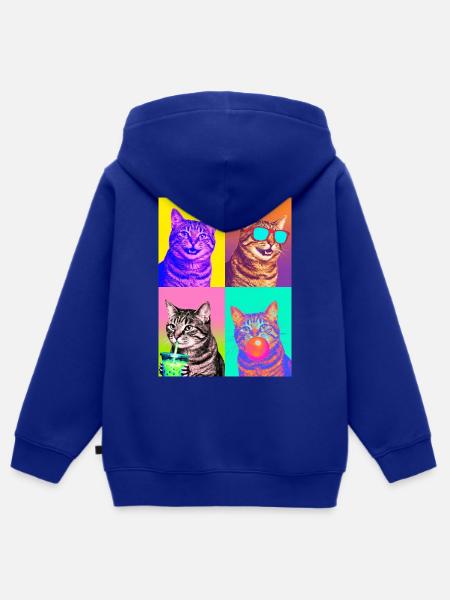 Katzen Manx Katze - Kinder Premium Organic Zip Hoodie - Royalblau