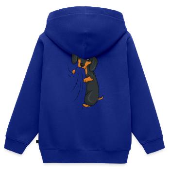 Dackel - Kinder Premium Organic Zip Hoodie - Royalblau - Hinten - AI Model Kid Male (0cm)