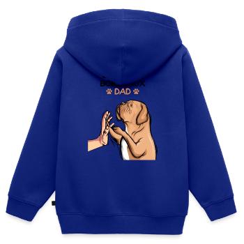 Dogue de Bordeaux Dogue Chiens - Sweat Premium à capuche zippé enfant bio - bleu roi - Dos - AI Model Kid Male (0cm)