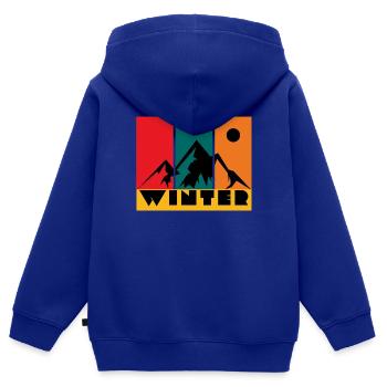 Hiver - Sweat Premium à capuche zippé enfant bio - bleu roi - Dos - AI Model Kid Male (0cm)