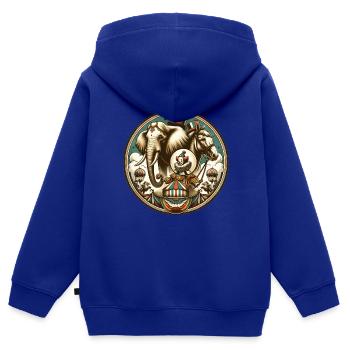 Zirkus - Kinder Premium Organic Zip Hoodie - Royalblau - Hinten - AI Model Kid Male (0cm)