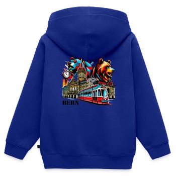 Bern - Kinder Premium Organic Zip Hoodie - Royalblau - Hinten - AI Model Kid Male (0cm)