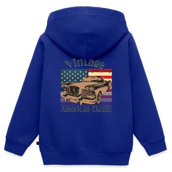 American Classic car- Vintage - Kinder Premium Organic Zip Hoodie - Royalblau - Hinten - AI Model Kid Male (0cm)