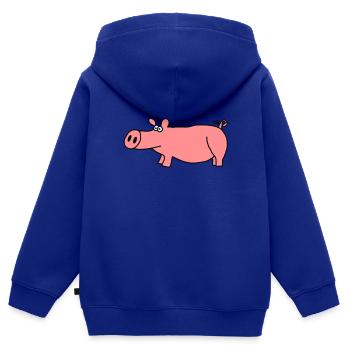 Cochon - Sweat Premium à capuche zippé enfant bio - bleu roi - Dos - AI Model Kid Male (0cm)