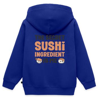 L’ingrédient secret de l’amateur de cuisine japonaise, c’est moi sushi - Sweat Premium à capuche zippé enfant bio - bleu roi - Dos - AI Model Kid Male (0cm)