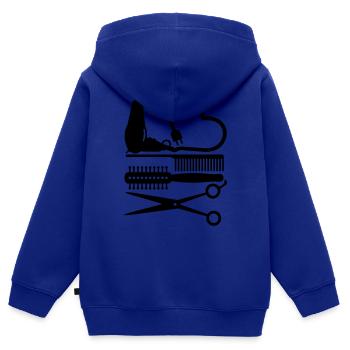 outils Outils coiffeur / coiffure (salon de - Sweat Premium à capuche zippé enfant bio - bleu roi - Dos - AI Model Kid Male (0cm)