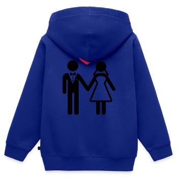 Mariée et le marié avec coeur - Sweat Premium à capuche zippé enfant bio - bleu roi - Dos - AI Model Kid Male (0cm)