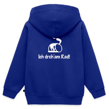 Ich dreh am Rad weiß - Kinder Premium Organic Zip Hoodie - Royalblau - Hinten - AI Model Kid Male (0cm)