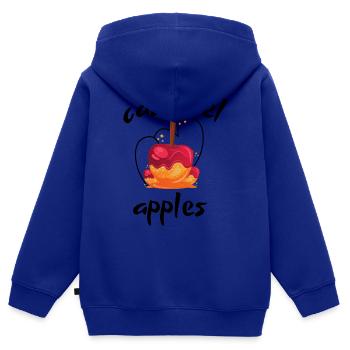 Pommes au caramel - pour les amateurs de bonbons sucrés - Sweat Premium à capuche zippé enfant bio - bleu roi - Dos - AI Model Kid Male (0cm)