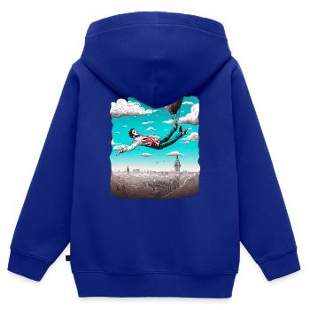 FLOTTER AU-DESSUS DE LONDRES - Sweat Premium à capuche zippé enfant bio - bleu roi - Dos - AI Model Kid Male (0cm)