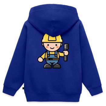 Der kleine Bauarbeiter in Aktion - Kinder Premium Organic Zip Hoodie - Royalblau - Hinten - AI Model Kid Male (0cm)