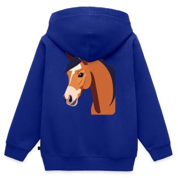 Pferdekopf braunes Pferd - Kinder Premium Organic Zip Hoodie - Royalblau - Hinten - AI Model Kid Male (0cm)