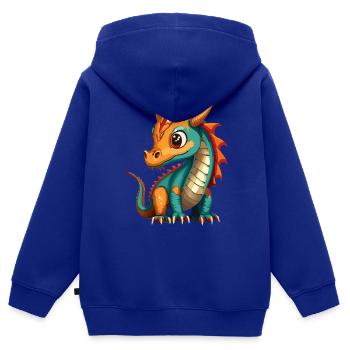 Drache Türkis - Kinder Premium Organic Zip Hoodie - Royalblau - Hinten - AI Model Kid Male (0cm)
