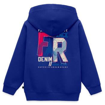 URBAN FR - Kinder Premium Organic Zip Hoodie - Royalblau - Hinten - AI Model Kid Male (0cm)