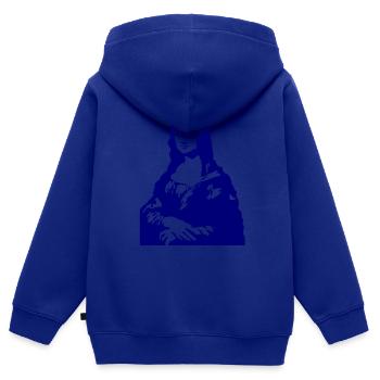 Mona Lisa - Kinder Premium Organic Zip Hoodie - Royalblau - Hinten - AI Model Kid Male (0cm)