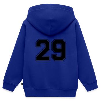 29 Zahl Trikot - Kinder Premium Organic Zip Hoodie - Royalblau - Hinten - AI Model Kid Male (0cm)