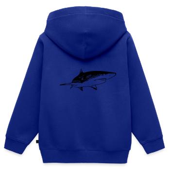 Hai - Vintage Vector Design - Sweat Premium à capuche zippé enfant bio - bleu roi - Dos - AI Model Kid Male (0cm)