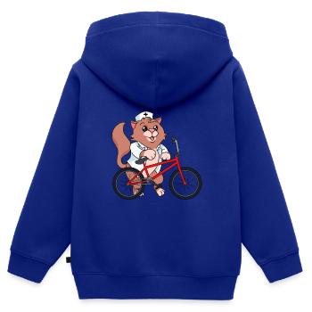 Krankenschwester Katze Notruf BMX Einsatz Rad Arzt - Kinder Premium Organic Zip Hoodie - Royalblau - Hinten - AI Model Kid Male (0cm)