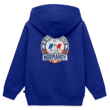 D DAY 1944 2024 - Kinder Premium Organic Zip Hoodie - Royalblau - Hinten - AI Model Kid Male (0cm)