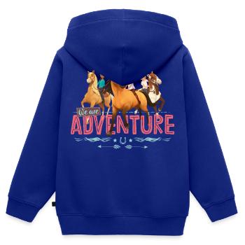Spirit Et Ses Fidèles Compagnons Adventure Merch - Sweat Premium à capuche zippé enfant bio - bleu roi - Dos - AI Model Kid Male (0cm)