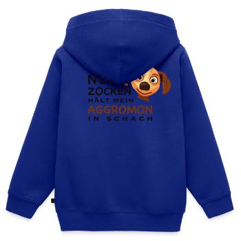 Lustiger Spruch, Zocken hält Aggromon in Schach - Kinder Premium Organic Zip Hoodie - Royalblau - Hinten - AI Model Kid Male (0cm)