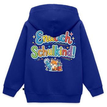 Endlich Schulkind 2026 - Fuchs bunte Einschulung - Kinder Premium Organic Zip Hoodie - Royalblau - Hinten - AI Model Kid Male (0cm)