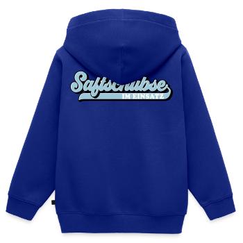 Farben änderbar | Saftschubse im Einsatz - Kinder Premium Organic Zip Hoodie - Royalblau - Hinten - AI Model Kid Male (0cm)